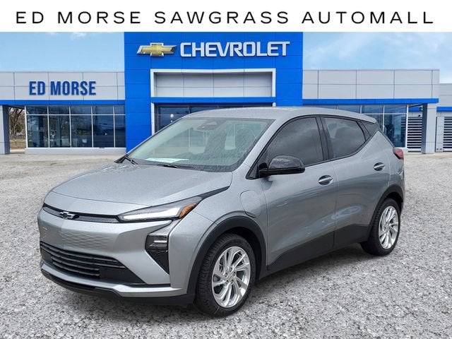 2027 Chevrolet Bolt LT in Sterling Grey Metallic — front three-quarter view