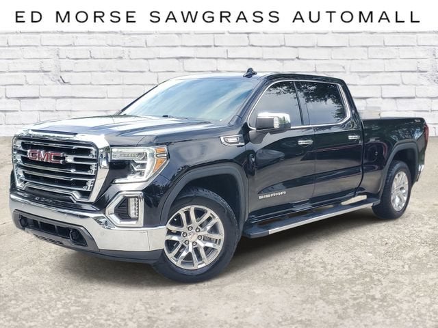 2021 GMC Sierra 1500 SLT in Onyx Black — front three-quarter view