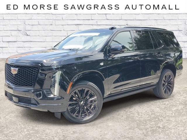 2025 Cadillac Escalade Sport in Black Raven — front three-quarter view