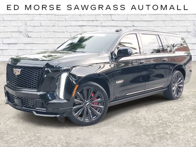 2025 Cadillac Escalade ESV Escalade-V ESV in Black Raven — front three-quarter view