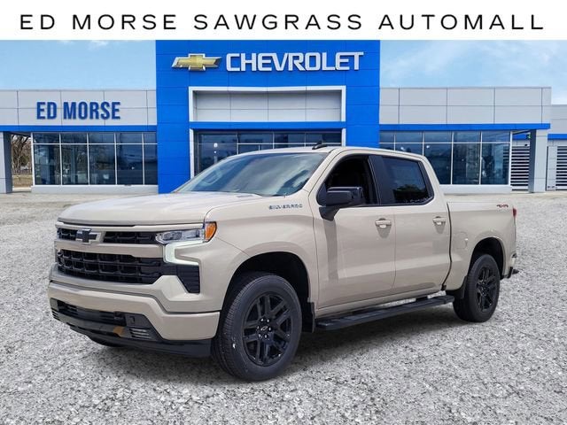 2026 Chevrolet Silverado 1500 RST in White Sands — front three-quarter view