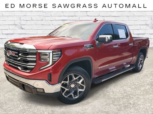 2024 GMC Sierra 1500 SLT in Volcanic Red Tintcoat — front three-quarter view